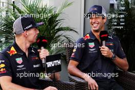 (L to R): Max Verstappen (NLD) Red Bull Racing with team mate Daniel Ricciardo (AUS) Red Bull Racing. 27.09.2018. Formula 1 World Championship, Rd 16, Russian Grand Prix, Sochi Autodrom, Sochi, Russia, Preparation Day.