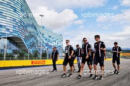 Nicholas Latifi (CDN) Racing Point Force India F1 Team Development Driver and Esteban Ocon (FRA) Racing Point Force India F1 Team walk the circuit with the team. 27.09.2018. Formula 1 World Championship, Rd 16, Russian Grand Prix, Sochi Autodrom, Sochi, Russia, Preparation Day.