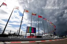 Circuit atmosphere - flags. 27.09.2018. Formula 1 World Championship, Rd 16, Russian Grand Prix, Sochi Autodrom, Sochi, Russia, Preparation Day.