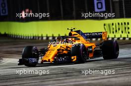 Stoffel Vandoorne (BEL) McLaren MCL33. 16.09.2018. Formula 1 World Championship, Rd 15, Singapore Grand Prix, Marina Bay Street Circuit, Singapore, Race Day.