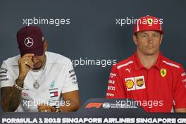 Lewis Hamilton (GBR) Mercedes AMG F1  and Kimi Raikkonen (FIN) Scuderia Ferrari  13.09.2018. Formula 1 World Championship, Rd 15, Singapore Grand Prix, Marina Bay Street Circuit, Singapore, Preparation Day.