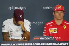 Lewis Hamilton (GBR) Mercedes AMG F1  and Kimi Raikkonen (FIN) Scuderia Ferrari  13.09.2018. Formula 1 World Championship, Rd 15, Singapore Grand Prix, Marina Bay Street Circuit, Singapore, Preparation Day.
