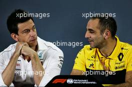 (L to R): Toto Wolff (GER) Mercedes AMG F1 Shareholder and Executive Director and Cyril Abiteboul (FRA) Renault Sport F1 Managing Director in the FIA Press Conference. 23.11.2018. Formula 1 World Championship, Rd 21, Abu Dhabi Grand Prix, Yas Marina Circuit, Abu Dhabi, Practice Day.