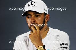 Lewis Hamilton (GBR) Mercedes AMG F1 in the post race FIA Press Conference. 25.11.2018. Formula 1 World Championship, Rd 21, Abu Dhabi Grand Prix, Yas Marina Circuit, Abu Dhabi, Race Day.