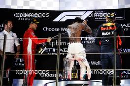 The podium (L to R): Sebastian Vettel (GER) Ferrari, second; Lewis Hamilton (GBR) Mercedes AMG F1, race winner; Max Verstappen (NLD) Red Bull Racing, third. 25.11.2018. Formula 1 World Championship, Rd 21, Abu Dhabi Grand Prix, Yas Marina Circuit, Abu Dhabi, Race Day.