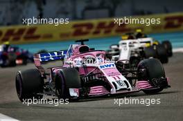 Sergio Perez (MEX) Racing Point Force India F1 VJM11. 25.11.2018. Formula 1 World Championship, Rd 21, Abu Dhabi Grand Prix, Yas Marina Circuit, Abu Dhabi, Race Day.