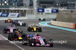 Esteban Ocon (FRA) Racing Point Force India F1 VJM11. 25.11.2018. Formula 1 World Championship, Rd 21, Abu Dhabi Grand Prix, Yas Marina Circuit, Abu Dhabi, Race Day.