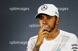 Lewis Hamilton (GBR) Mercedes AMG F1 in the post qualifying FIA Press Conference. 24.11.2018. Formula 1 World Championship, Rd 21, Abu Dhabi Grand Prix, Yas Marina Circuit, Abu Dhabi, Qualifying Day.