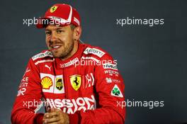 Sebastian Vettel (GER) Ferrari in the post qualifying FIA Press Conference. 24.11.2018. Formula 1 World Championship, Rd 21, Abu Dhabi Grand Prix, Yas Marina Circuit, Abu Dhabi, Qualifying Day.