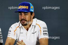Fernando Alonso (ESP) McLaren in the FIA Press Conference. 22.11.2018. Formula 1 World Championship, Rd 21, Abu Dhabi Grand Prix, Yas Marina Circuit, Abu Dhabi, Preparation Day.