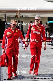 (L to R): Gino Rosato (CDN) Ferrari with Maurizio Arrivabene (ITA) Ferrari Team Principal. 22.11.2018. Formula 1 World Championship, Rd 21, Abu Dhabi Grand Prix, Yas Marina Circuit, Abu Dhabi, Preparation Day.