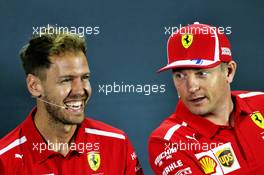 (L to R): Sebastian Vettel (GER) Ferrari and Kimi Raikkonen (FIN) Ferrari in the FIA Press Conference. 22.11.2018. Formula 1 World Championship, Rd 21, Abu Dhabi Grand Prix, Yas Marina Circuit, Abu Dhabi, Preparation Day.