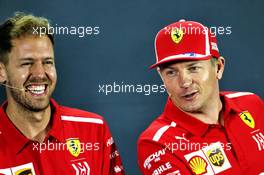 (L to R): Sebastian Vettel (GER) Ferrari and Kimi Raikkonen (FIN) Ferrari in the FIA Press Conference. 22.11.2018. Formula 1 World Championship, Rd 21, Abu Dhabi Grand Prix, Yas Marina Circuit, Abu Dhabi, Preparation Day.