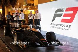 The 2019 F3 car is unveiled by Sean Bratches (USA) Formula 1 Managing Director, Commercial Operations  Bruno Michel (FRA) F2 CEO, and Charlie Whiting (GBR) FIA Delegate. 22.11.2018. Formula 1 World Championship, Rd 21, Abu Dhabi Grand Prix, Yas Marina Circuit, Abu Dhabi, Preparation Day.