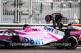Pietro Fittipaldi (BRA) Haas VF-18 Test Driver stops on the circuit. 27.11.2018. Formula 1 Testing, Yas Marina Circuit, Abu Dhabi, Wednesday.