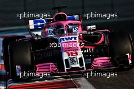 Lance Stroll (CDN) Racing Point Force India F1 VJM11. 27.11.2018. Formula 1 Testing, Yas Marina Circuit, Abu Dhabi, Wednesday.