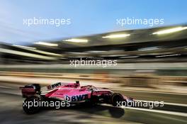 Lance Stroll (CDN) Racing Point Force India F1 VJM11 leaves the pits. 28.11.2018. Formula 1 Testing, Yas Marina Circuit, Abu Dhabi, Wednesday.