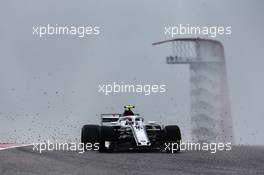 Charles Leclerc (MON) Sauber F1 Team C37 scatters gravel across the circuit. 19.10.2018. Formula 1 World Championship, Rd 18, United States Grand Prix, Austin, Texas, USA, Practice Day.