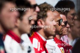 Lewis Hamilton (GBR) Mercedes AMG F1 as the grid observes the national anthem. 21.10.2018. Formula 1 World Championship, Rd 18, United States Grand Prix, Austin, Texas, USA, Race Day.