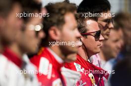 Kimi Raikkonen (FIN) Ferrari as the grid observes the national anthem. 21.10.2018. Formula 1 World Championship, Rd 18, United States Grand Prix, Austin, Texas, USA, Race Day.