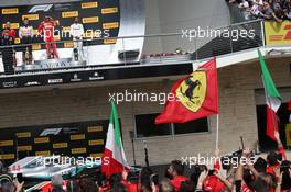 1st place Kimi Raikkonen (FIN) Ferrari SF71H 2nd place Max Verstappen (NLD) Red Bull Racing RB14 and 3rd Sebastian Vettel (GER) Ferrari SF71H. 21.10.2018. Formula 1 World Championship, Rd 18, United States Grand Prix, Austin, Texas, USA, Race Day.