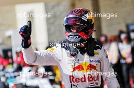 Max Verstappen (NLD) Red Bull Racing celebrates his second position in parc ferme. 21.10.2018. Formula 1 World Championship, Rd 18, United States Grand Prix, Austin, Texas, USA, Race Day.
