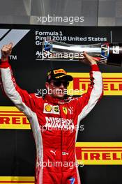 Race winner Kimi Raikkonen (FIN) Ferrari celebrates on the podium. 21.10.2018. Formula 1 World Championship, Rd 18, United States Grand Prix, Austin, Texas, USA, Race Day.