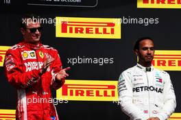 The podium (L to R): Race winner Kimi Raikkonen (FIN) Ferrari with third placed Lewis Hamilton (GBR) Mercedes AMG F1. 21.10.2018. Formula 1 World Championship, Rd 18, United States Grand Prix, Austin, Texas, USA, Race Day.