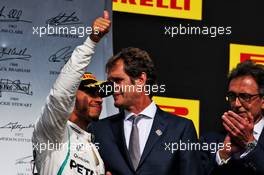Lewis Hamilton (GBR) Mercedes AMG F1 celebrates his third position on the podium. 21.10.2018. Formula 1 World Championship, Rd 18, United States Grand Prix, Austin, Texas, USA, Race Day.