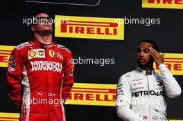 The podium (L to R): Race winner Kimi Raikkonen (FIN) Ferrari with third placed Lewis Hamilton (GBR) Mercedes AMG F1. 21.10.2018. Formula 1 World Championship, Rd 18, United States Grand Prix, Austin, Texas, USA, Race Day.