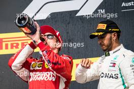 The podium (L to R): race winner Kimi Raikkonen (FIN) Ferrari celebrates with third placed Lewis Hamilton (GBR) Mercedes AMG F1. 21.10.2018. Formula 1 World Championship, Rd 18, United States Grand Prix, Austin, Texas, USA, Race Day.