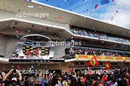 The podium (L to R): Max Verstappen (NLD) Red Bull Racing, second; Kimi Raikkonen (FIN) Ferrari, race winner; Lewis Hamilton (GBR) Mercedes AMG F1, third. 21.10.2018. Formula 1 World Championship, Rd 18, United States Grand Prix, Austin, Texas, USA, Race Day.