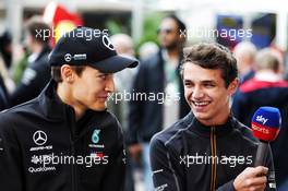 (L to R): George Russell (GBR) Art Grand Prix / Mercedes AMG F1 Reserve Driver with Lando Norris (GBR) McLaren Test Driver. 20.10.2018. Formula 1 World Championship, Rd 18, United States Grand Prix, Austin, Texas, USA, Qualifying Day.