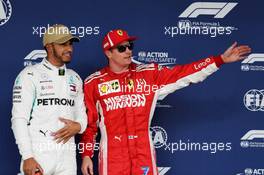 (L to R): Lewis Hamilton (GBR) Mercedes AMG F1 in qualifying parc ferme with Kimi Raikkonen (FIN) Ferrari. 20.10.2018. Formula 1 World Championship, Rd 18, United States Grand Prix, Austin, Texas, USA, Qualifying Day.