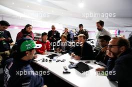 Sergio Perez (MEX) Racing Point Force India F1 Team with the media. 18.10.2018. Formula 1 World Championship, Rd 18, United States Grand Prix, Austin, Texas, USA, Preparation Day.