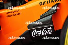 Coca Cola branding on the McLaren MCL33. 18.10.2018. Formula 1 World Championship, Rd 18, United States Grand Prix, Austin, Texas, USA, Preparation Day.