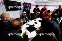 Sergio Perez (MEX) Racing Point Force India F1 Team with the media. 18.10.2018. Formula 1 World Championship, Rd 18, United States Grand Prix, Austin, Texas, USA, Preparation Day.
