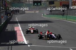 Free Practice, Arjun Maini (IND) Trident leads  Roy Nissany (ISR) Campos Vexatec Racing 27.04.2018. FIA Formula 2 Championship, Rd 2, Baku, Azerbaijan, Friday.