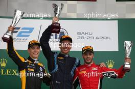 Race 1, 1st place Alexander Albon (THA) DAMS, 2nd place Jack Aitken (GBR) ART Grand Prix and 3rd place Antonio Fuoco (ITA) Charouz Racing System 28.04.2018. FIA Formula 2 Championship, Rd 2, Baku, Azerbaijan, Saturday.