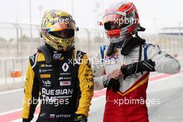 Free Practice 1,  Artem Markelov (Rus) Russian Time and Luca Ghiotto (ITA) Campos Vexatec Racing 06.04.2018. FIA Formula 2 Championship, Rd 1, Sakhir, Bahrain, Friday.