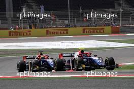 Race 1, Santino Ferrucci (USA) Trident  and Arjun Maini (IND) Trident 07.04.2018. FIA Formula 2 Championship, Rd 1, Sakhir, Bahrain, Saturday.
