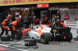Race 1, Pit stop, Roberto Merhi (ESP) MP Motorsport 12.05.2018. FIA Formula 2 Championship, Rd 3, Barcelona, Spain, Saturday.