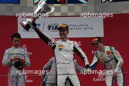 Race 1, 1st place George Russell (GBR) ART Grand Prix, 2nd place Nyck De Vries (HOL) PERTAMINA PREMA Theodore Racing and 3rd place Lando Norris (GBR) Carlin 12.05.2018. FIA Formula 2 Championship, Rd 3, Barcelona, Spain, Saturday.