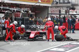 Race 1, Pit stop, Louis Deletraz  (SUI) Charouz Racing System 12.05.2018. FIA Formula 2 Championship, Rd 3, Barcelona, Spain, Saturday.