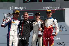 Race 2, 1st place Jake Hughes (GBR) ART Grand Prix, 2nd place Pedro Piquet (BRA) Trident and 3rd place Leonardo Pulcini (ITA) Campos Racing 01.07.2018. GP3 Series, Rd 3, Spielberg, Austria, Austria, Sunday.