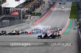 Race 2, Crash, Ryan Tveter (USA) Trident and Giuliano Alesi (FRA) Trident 01.07.2018. GP3 Series, Rd 3, Spielberg, Austria, Austria, Sunday.