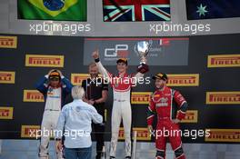 Race 2, 1st place Callum Ilott (GBR) ART Grand Prix. 2nd place Pedro Piquet (BRA) Trident  and 3rd place Joey Mawson (AUS) Arden International 24.06.2018. GP3 Series, Rd 2, Paul Ricard, France, Sunday.