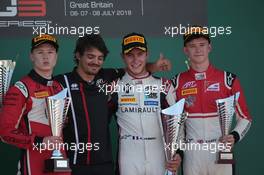Podium of Race 1 1st place Anthoine Hubert(FRA) - Art Grand Prix 2nd place Nikita Mazepin(RUS) - Art Grand Prix 3rd place Callum Ilott(GBR) - Art Grand Prix 07.07.2018. GP3 Series, Rd 4, Silverstone, England, Saturday.