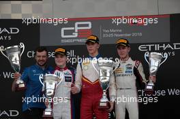 Race 1, 1st place Leonardo Pulcini (ITA) Campos Racing, 2nd place David Beckmann (GER) Trident and 3rd place Anthoine Hubert (FRA) ART Grand Prix 24.11.2018. GP3 Series, Rd 9, Yas Marina Circuit, Abu Dhabi, UAE, Saturday.