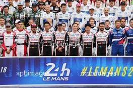 The drivers' group photo. 12.06.2018. FIA World Endurance Championship, Le Mans 24 Hours, Preview, Le Mans, France. Tuesday.